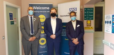 William Wragg (MP for Hazel Grove), visiting the Well Pharmacy Mass Vaccination Centre in Hazel Grove on Friday 2nd July
