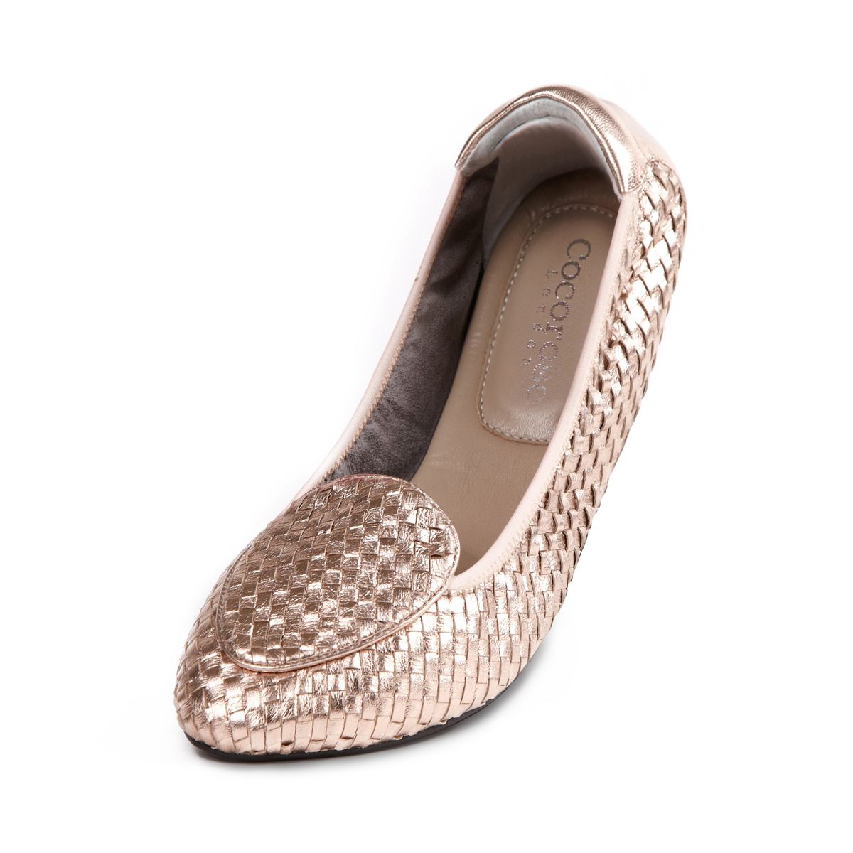 Clapham Rose Gold Woven Leather Loafers