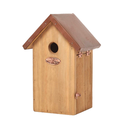 Real Wood Great Tit Bird Box House with Copper Roof