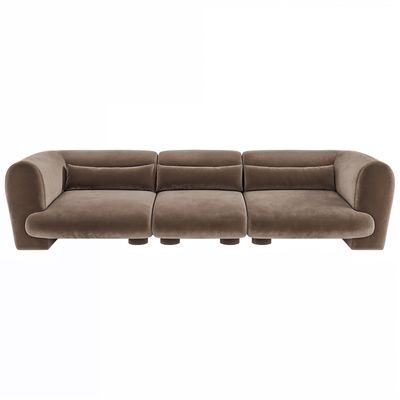 Solace+Co Maddox 4 Seater Velvet Sofa - Chocolate
