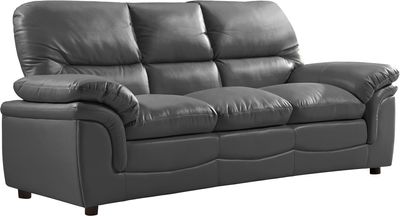 Verona Grey Leather 3 Seater Sofa