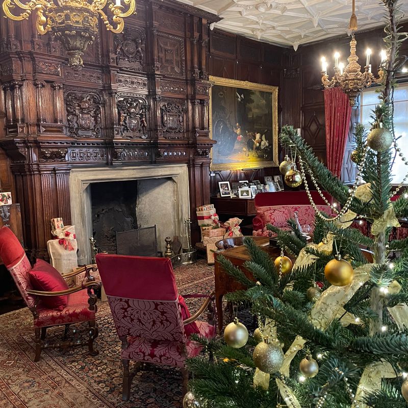 The Great Hall at Levens Hall and Gardens, decorated for Christmas, 