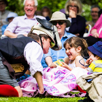 The character Bottom, entertaining crowds in The HandleBards production of A Midsummer Night's Dream