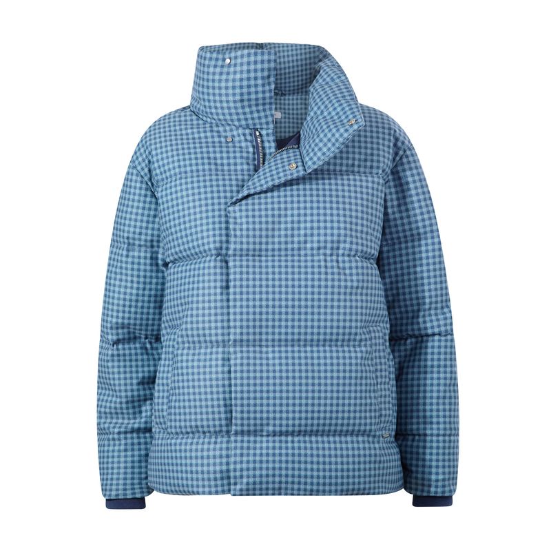 Radcliffe Womens Gingham Check Insulated Padded Jacket - Navy/Grey Gingham