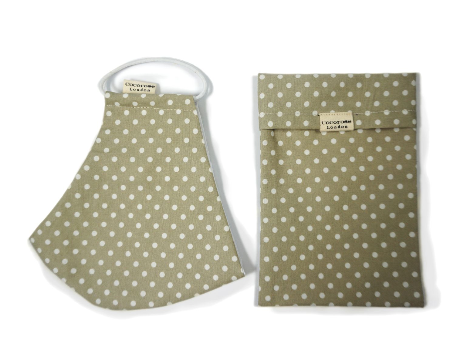 Beige Polka Dots cotton face mask from Cocorose London