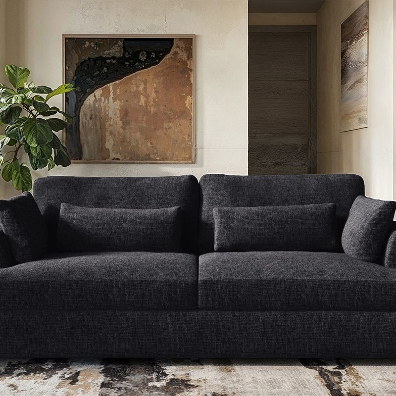 Solace+Co Drew 3 Seater Charcoal Chenille Sofa