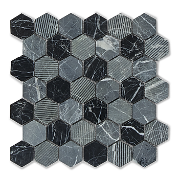 Fairmont Midnight Marble Hexagon Mosaic Tiles