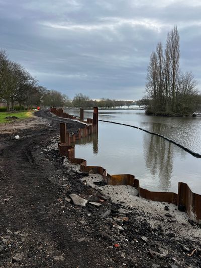 Sheet piling works undertaken by Sheet Piling (UK) Ltd, in Pontefract Park, Yorkshire.