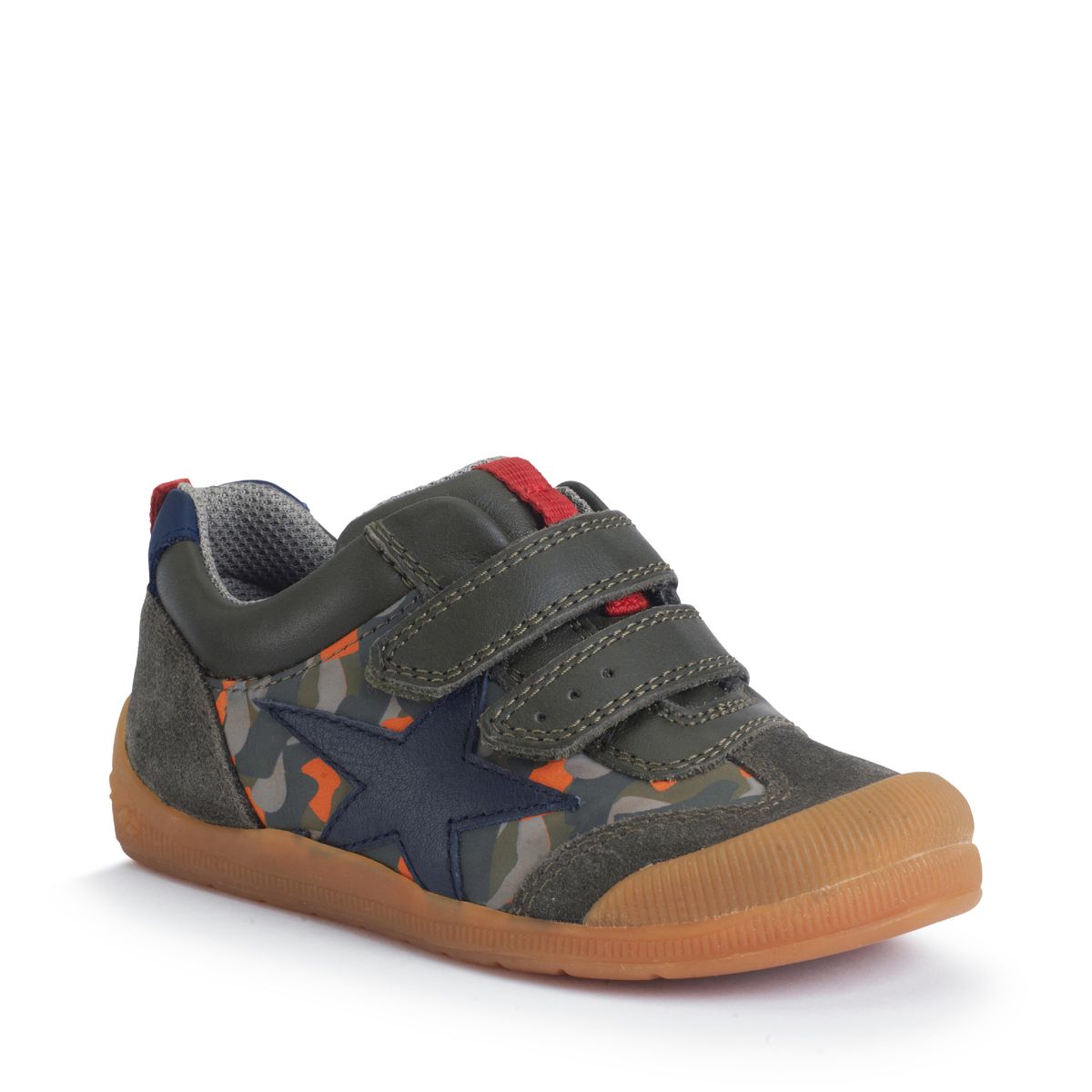 Start-Rite Tickle Star Dark green leather/nubuck camo rip-tape pre-school casual shoes