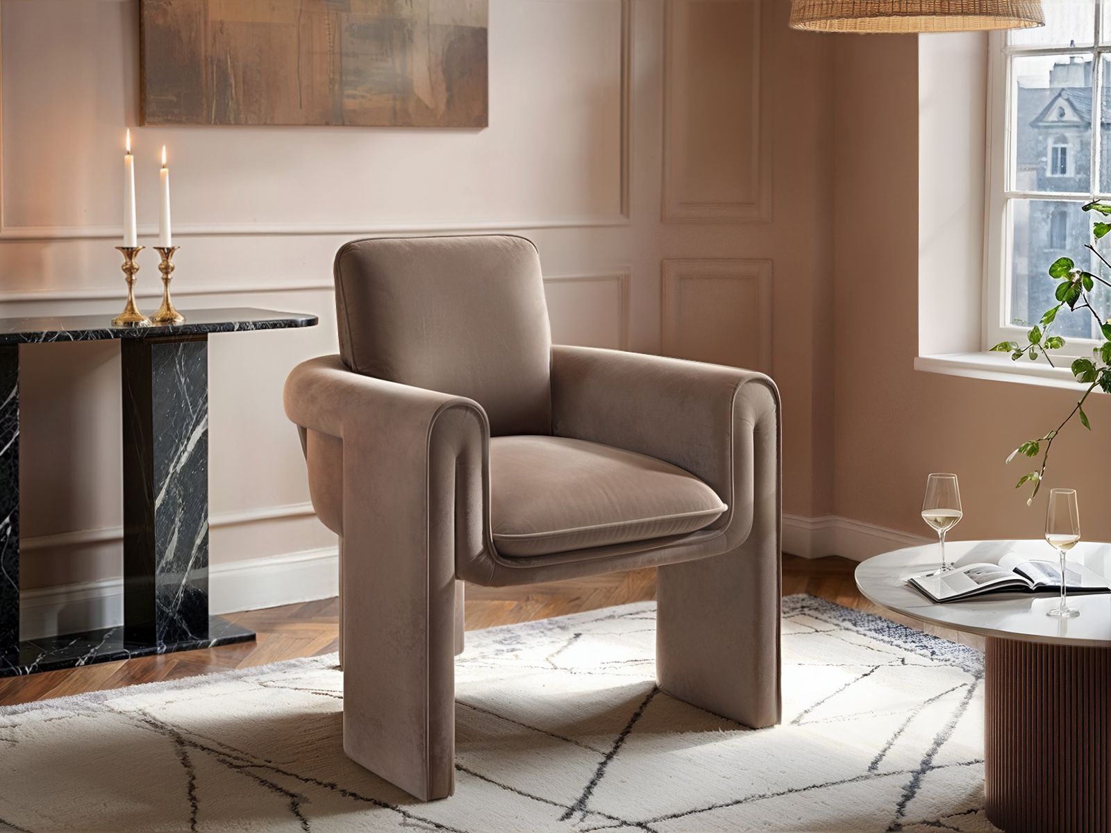 Solace+Co Dakota Chocolate Velvet Accent Chair