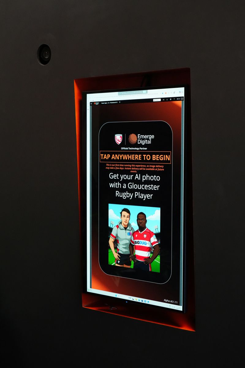 The UK’s first real-time AI Fan Photo Stand at the Kingsholm Stadium