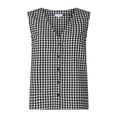 Lila Womens Short Sleeve Gingham Check Shirt - Black Check