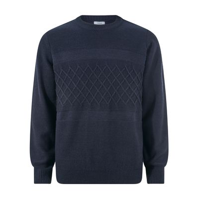 Bart Mens Textured Cable Knit Jumper - Deepest Blue
