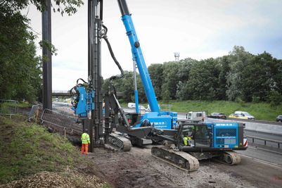 Motorway work being carried out by Sheet Piling (UK) Ltd