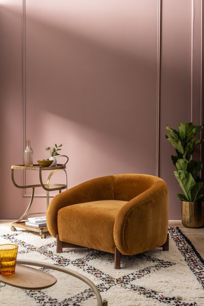 Cocoon Armchair In Mustard Velvet