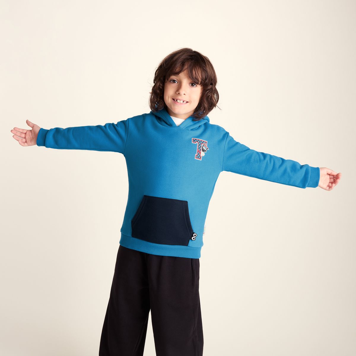 Masham Shaun the Sheep Kids Supersoft Overhead Hoodie - Bondi Blue