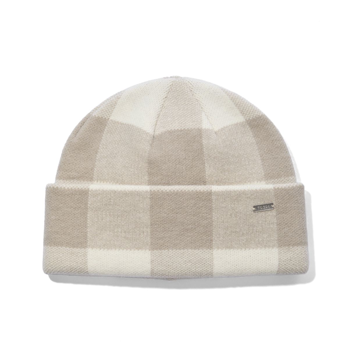 Kaz Supersoft Checked Knit Beanie - Simply Taupe Check