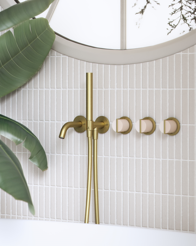 Wall Mounted Bath Set in Warm Brass
