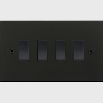 Horizon square faceplate style matt black finish is selected by HBA Residential