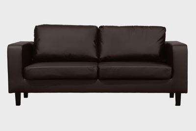 Box Brown Leather 3 Seater Sofa