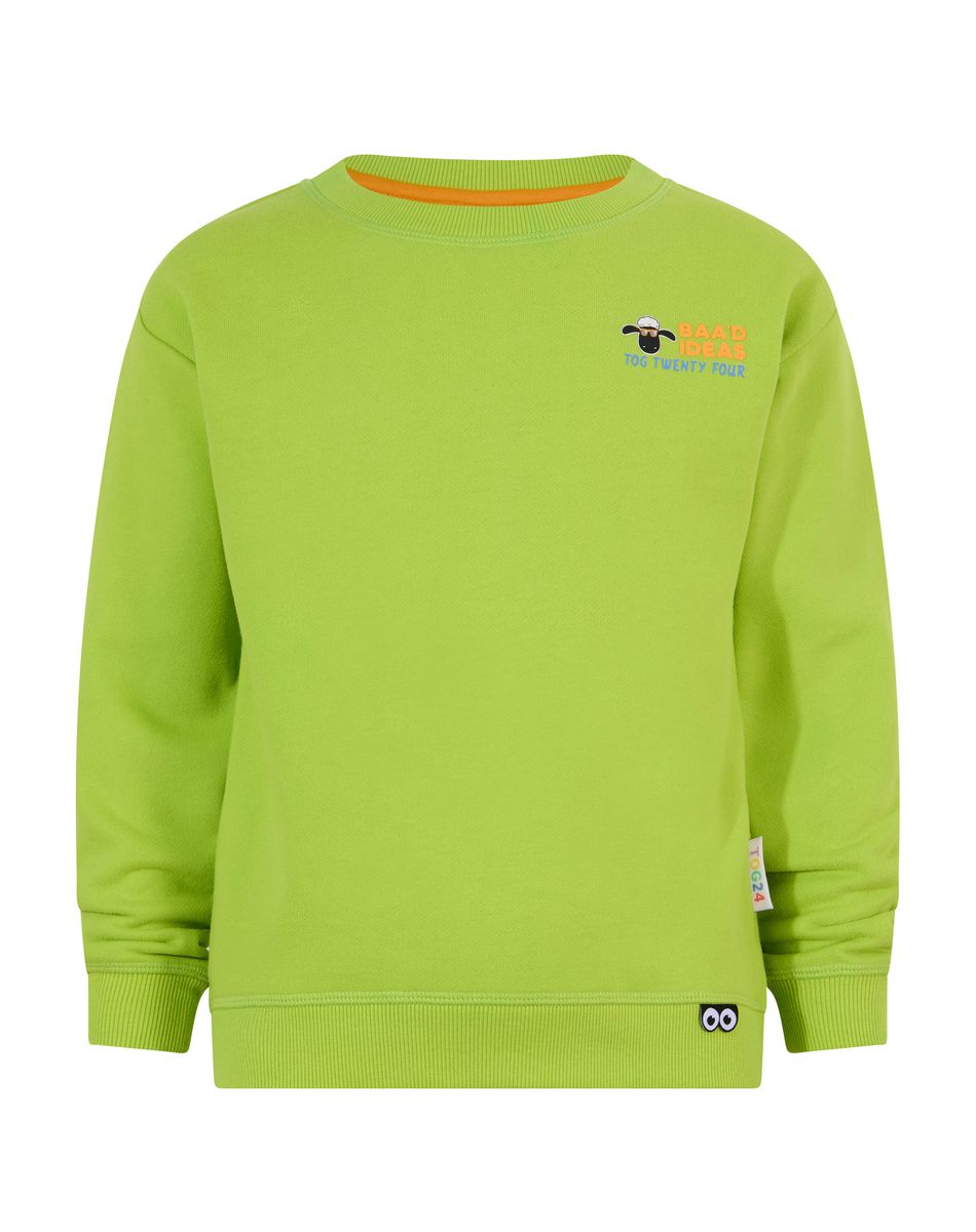 Montadale Kids Shaun the Sheep Crew Sweat - Lime Green