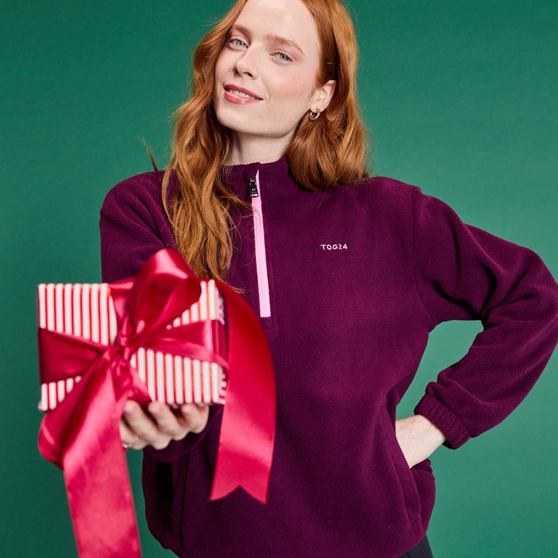 Sachs Womens Midweight Half Zip Fleece Pullover - Aubergine
