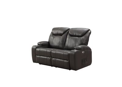 Cinema Grey Electric 2 Seater Leather Recliner Sofa With Two Cup Holders