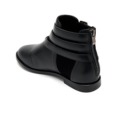 Hampstead Black Leather Ankle Boots With Three Straps & Zip from Cocorose London