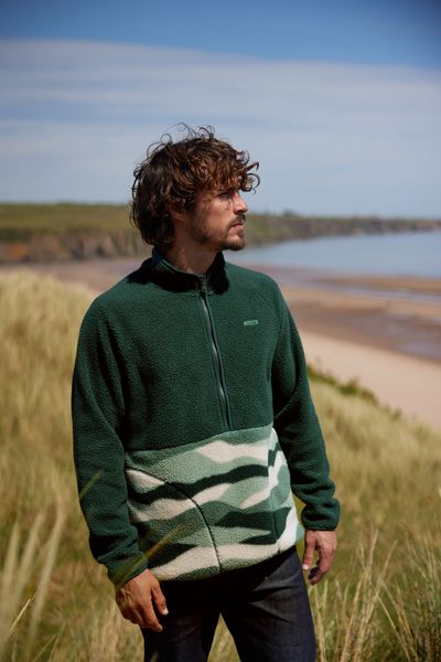 Flaxley Men's Sherpa Fleece - Racing Green Landscape Print