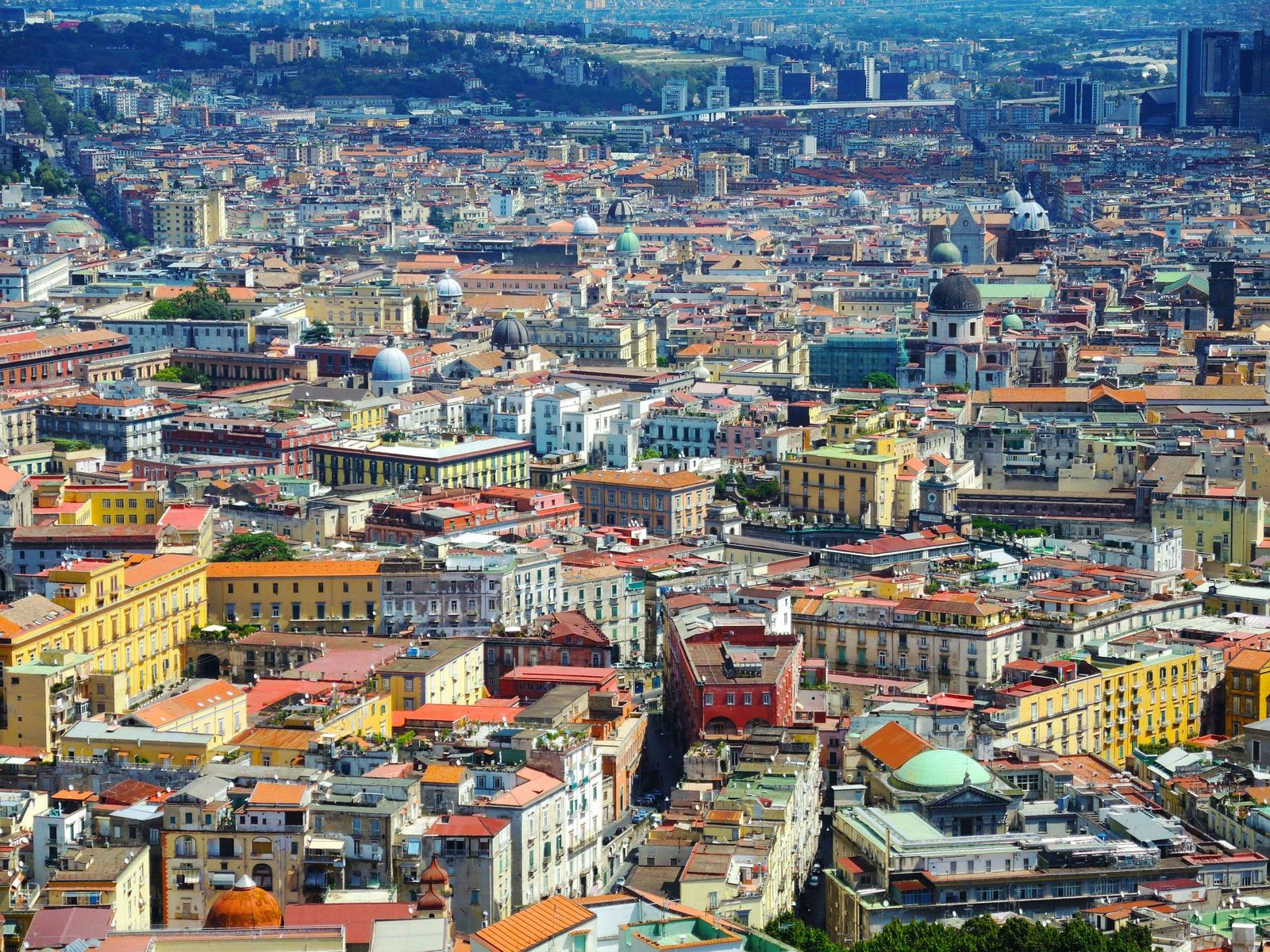 View of Naples and the colourful city from above.