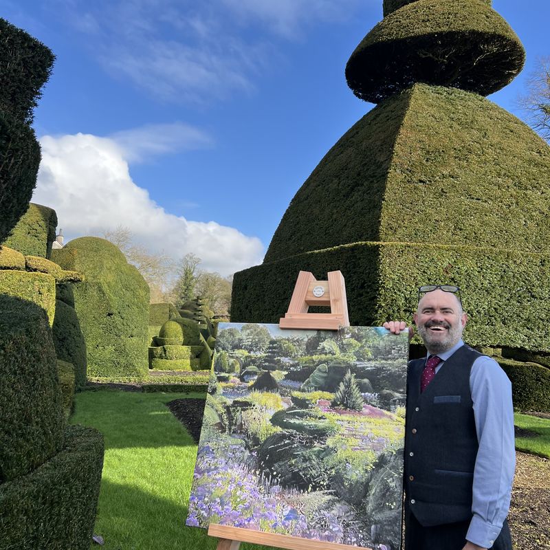 Artist Bob Sutcliffe at Levens Hall and Gardens, Cumbria