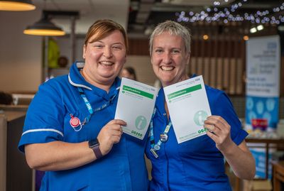 Holly Kitson and Rebecca Banks from Sheffield Lymphoedema Service who attended the health and well-being event hosted by the Macmillan cancer nurse team and funded by the Get A-Head Charitable Trust.jpg