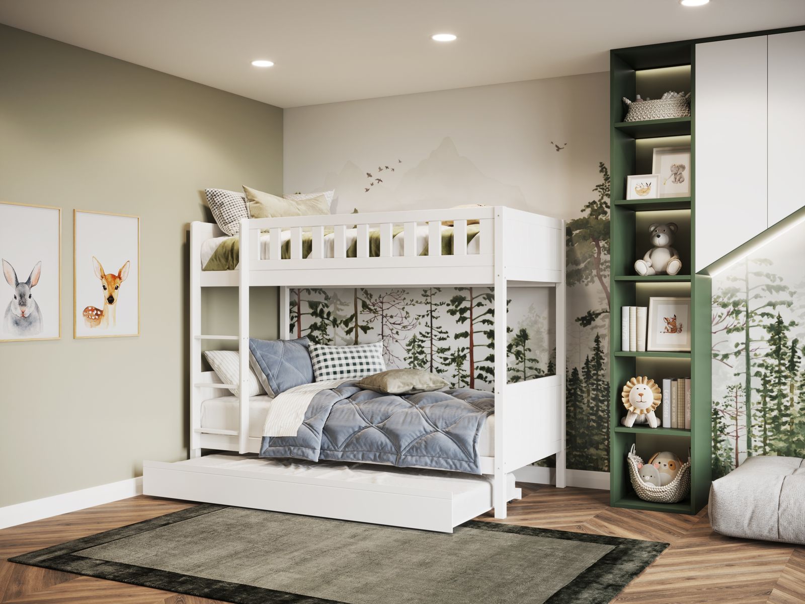 Flair Bea Wooden Bunk Bed with Trundle