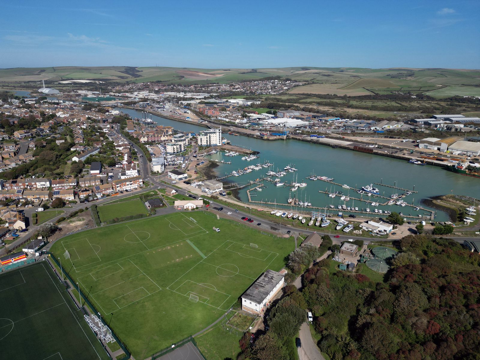 Aerial view of Newhaven recreation area and port.JPG
