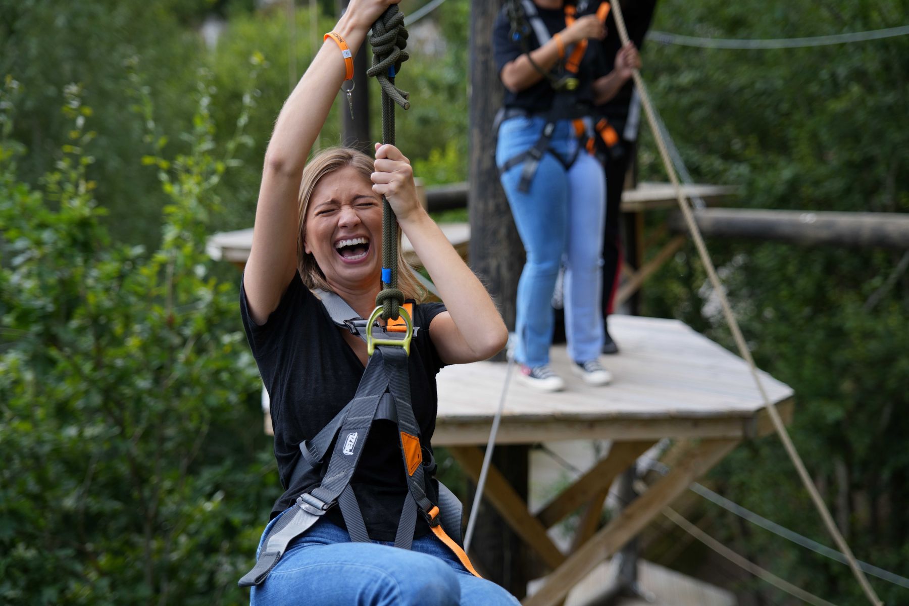 Woman on the zipwire
