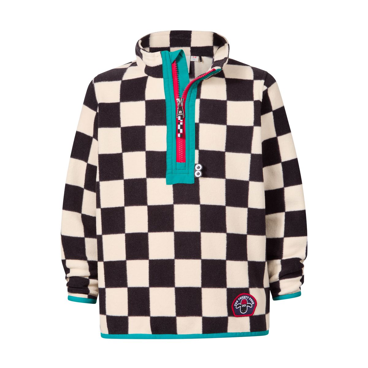 Brecknock Kids Shaun the Sheep Fleece Zip Neck - Woolly/Black Checkerboard