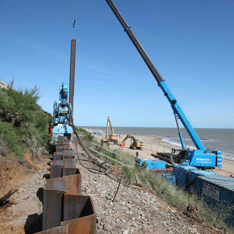 Sheet Piling UK carries out cliff reinforcement works in Clacton-on-Sea/Holland-on-Sea