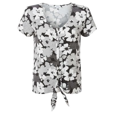 Geva Women's T-Shirt - Black & White Large Floral