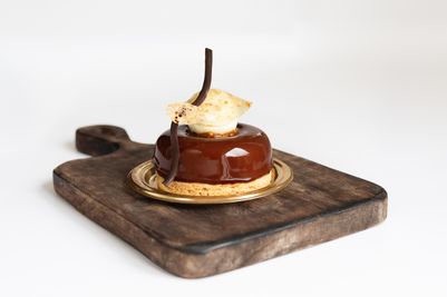 Sunflower Chocolate Mousse, French Sable Breton, With A Coconut, Lime And Lemongrass Mousseline