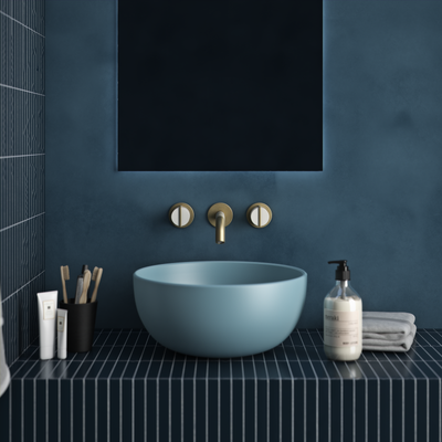 Wall Mounted Basin Tap in Warm Brass