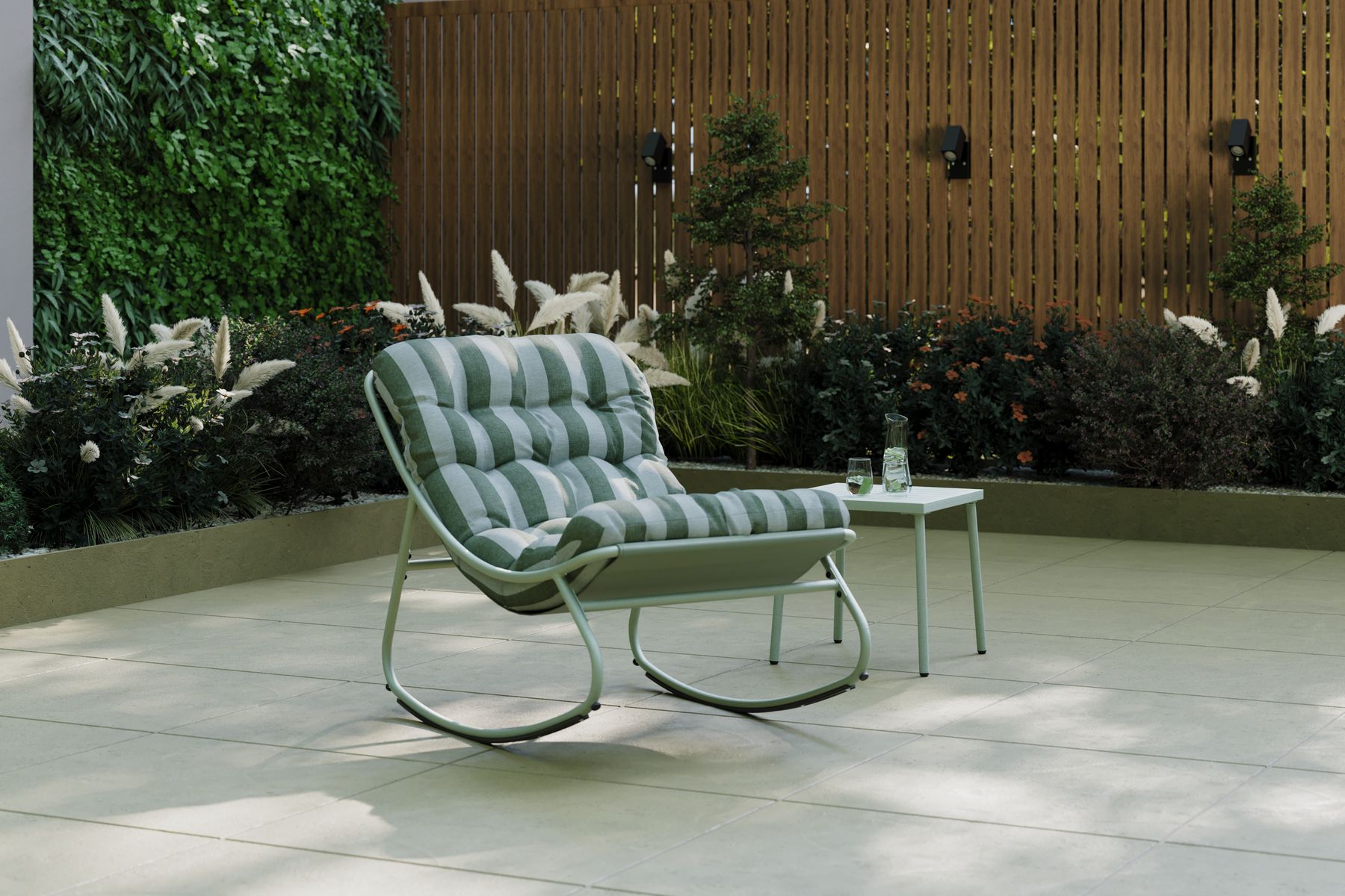 Porto Green Stripe Rocking Chair