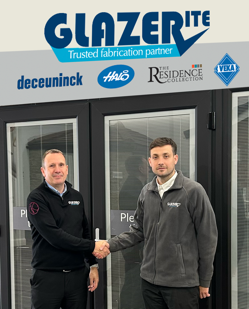 Glazerite's Jeff Dunn (L) welcomes new Area Sales Manager Jordan Davidson