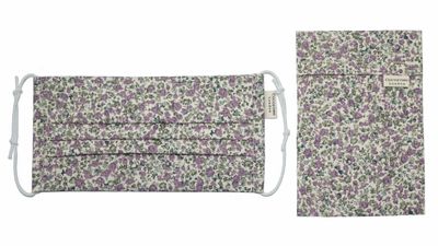 Laura Lavender cotton ditsy print floral pleated face mask from Cocorose London