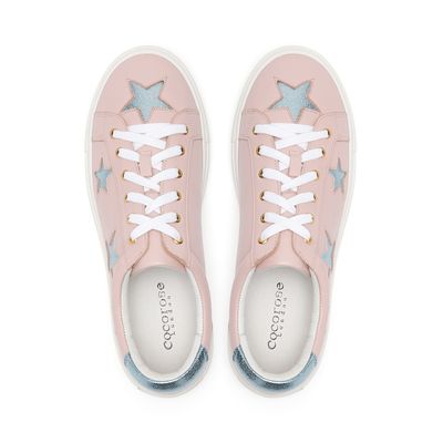 Hoxton Pastel Pink Trainers with Blue Stars by Cocorose London