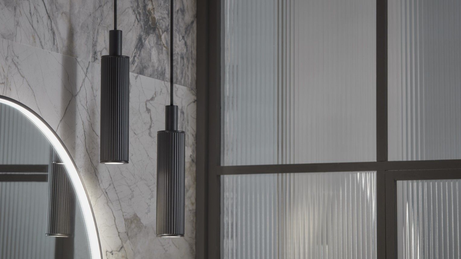 Suggested Header Roper Rhodes, Fluted Bathroom Pendant Light  Black, £92.5, 8638551.jpg