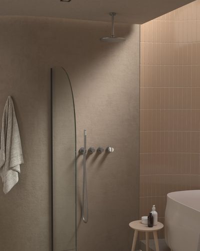 Wall Mounted Shower Mixer in Silver Steel