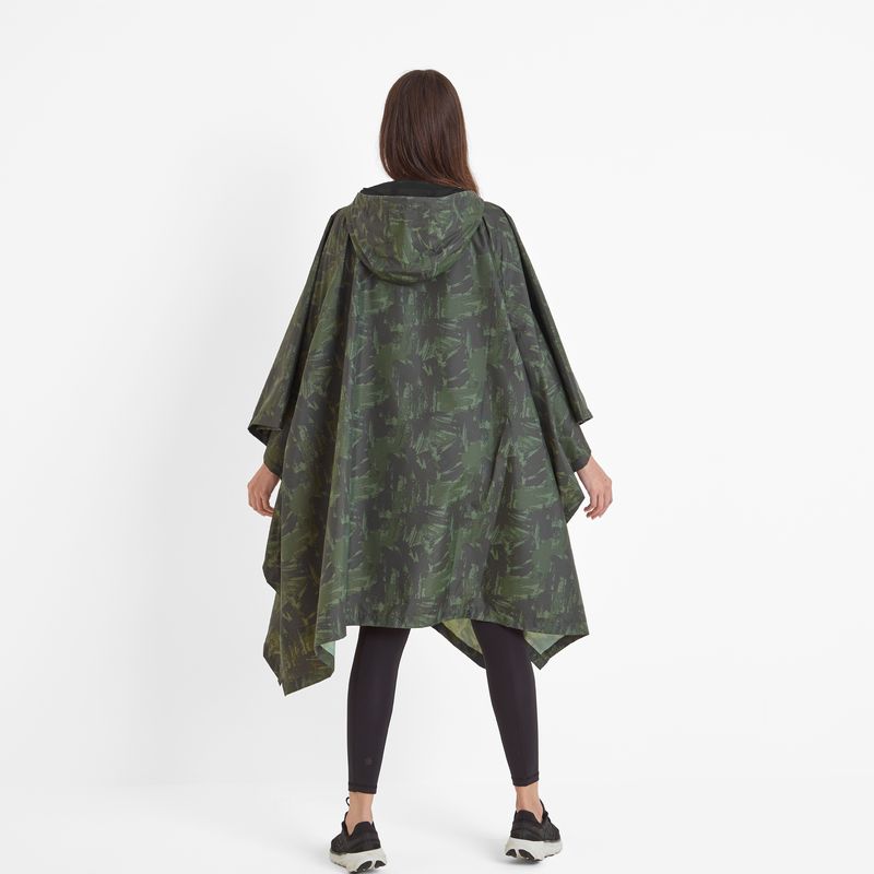 Drench Unisex Poncho - Forage Green Print