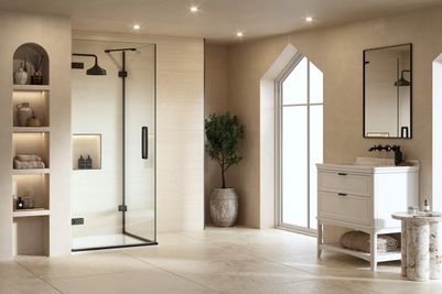 ARYSTO Ten Wall Hinge Door with Side Panel in Matt Black