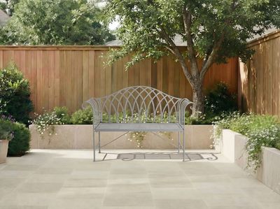 Grey Decorative Rustic Metal Garden Bench
