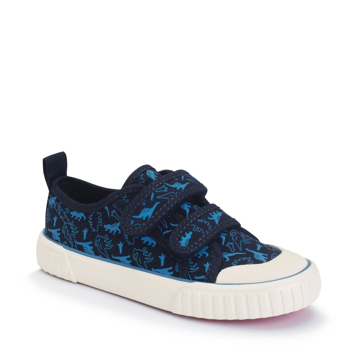 Tide Navy dino canvas kids closed rip-tape canvas shoes